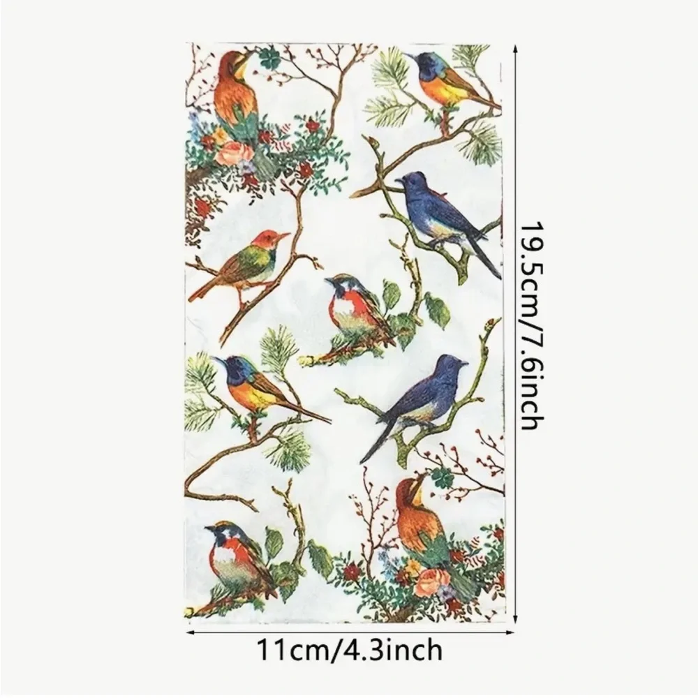 Set of 100 Bird Themed Dinner Napkin Guest Towels for Large Party